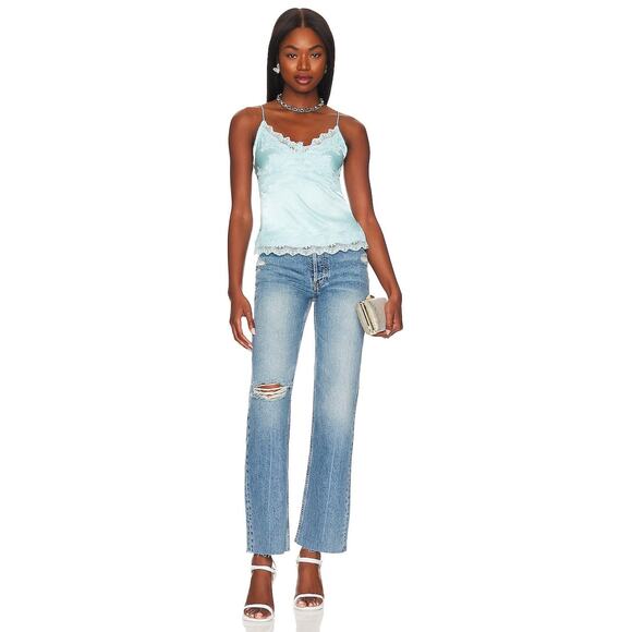 More to Come Ruby Cami Silk Lace Top - S - Blue - Picture 2 of 4